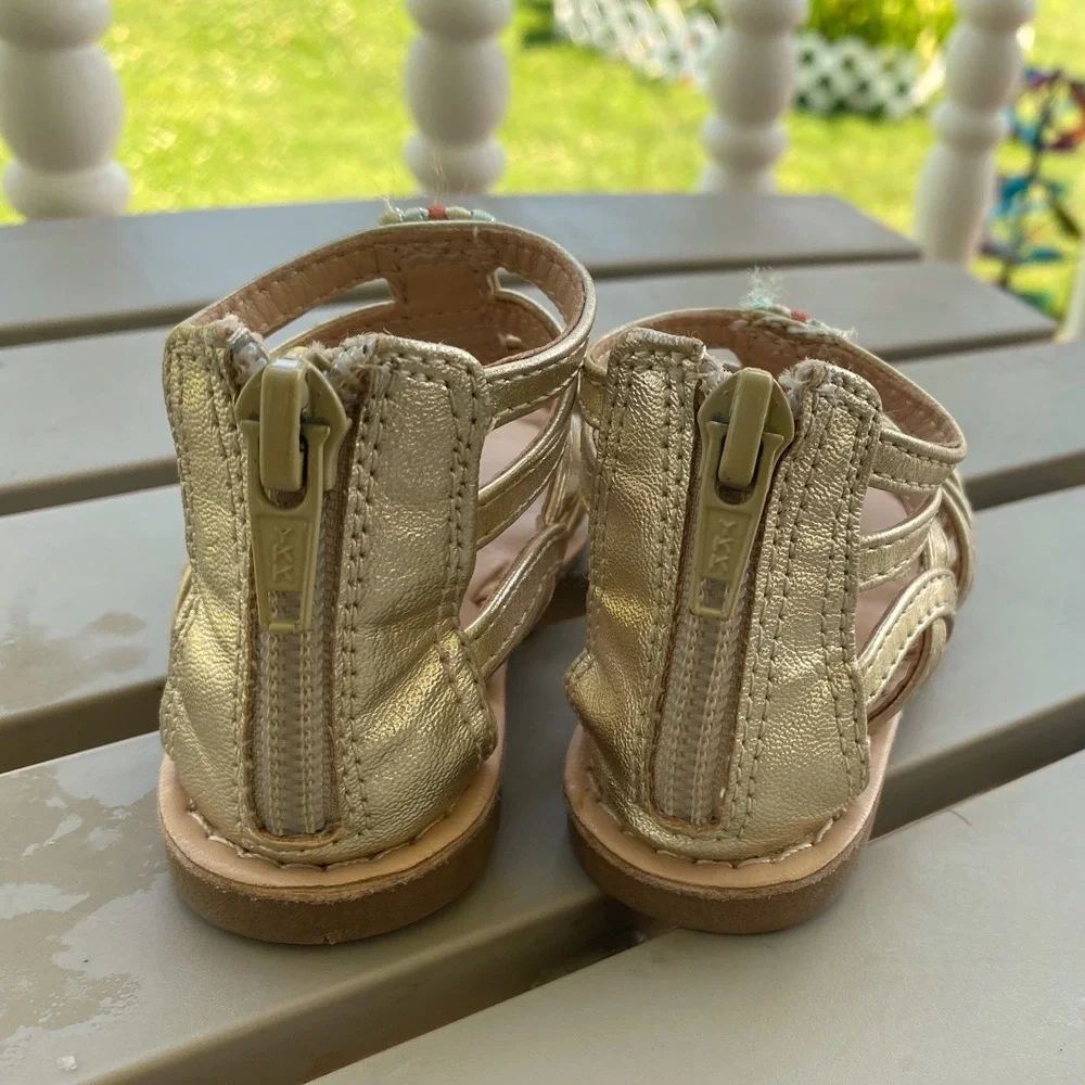 Koala Kids Gladiator Sandals Gold Strappy Back Zipper Toddler Girl‎ Size 4